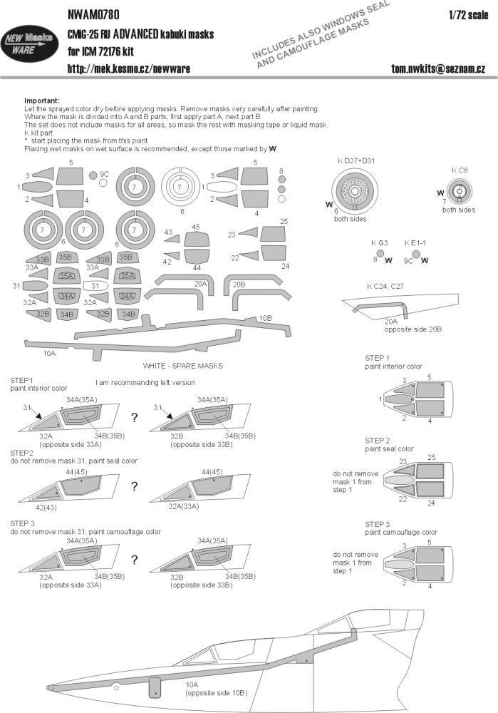 1/72 Mask MiG-25 RU ADVANCED (ICM 72176)