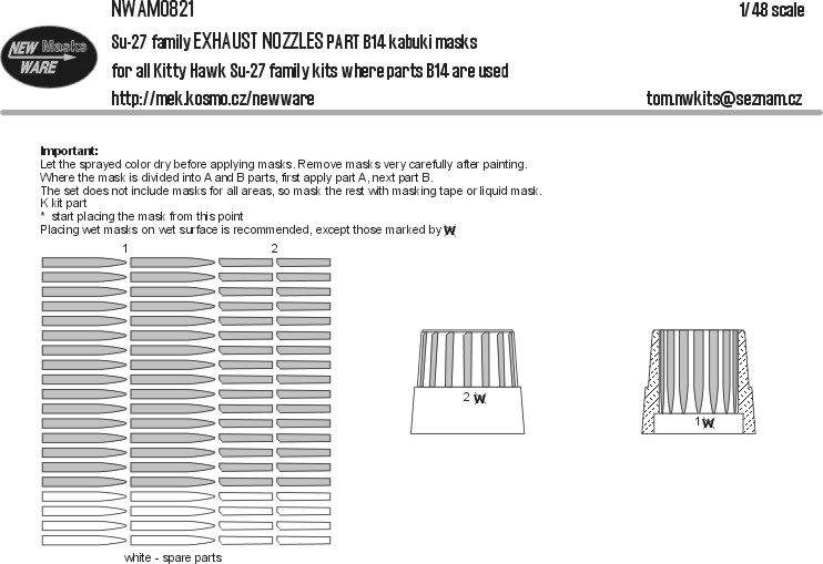 1/48 Mask Su-27 EXHAUST NOZZLES part B14 (KITTYH)