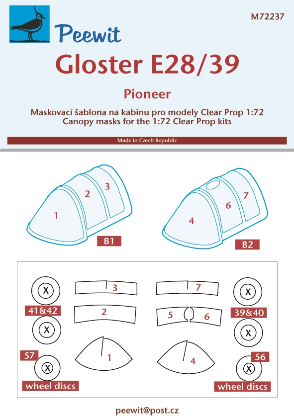 1/72 Canopy mask Gloster E28/39 Pioneer (CL.PROP)