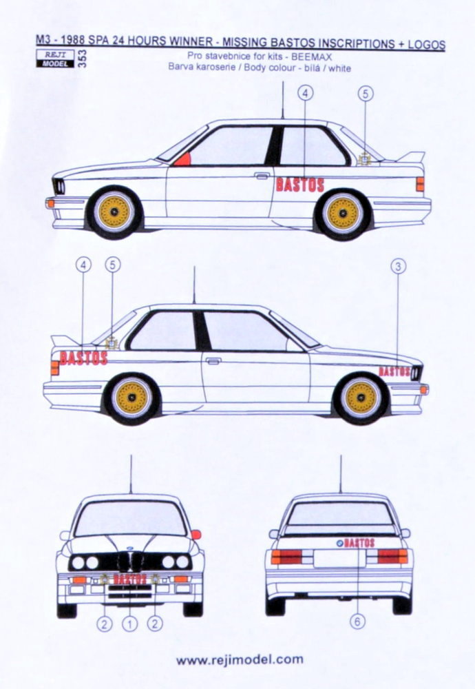 1/24 BMW M3 Winner 1988 Spa 24 hrs BASTOS logo