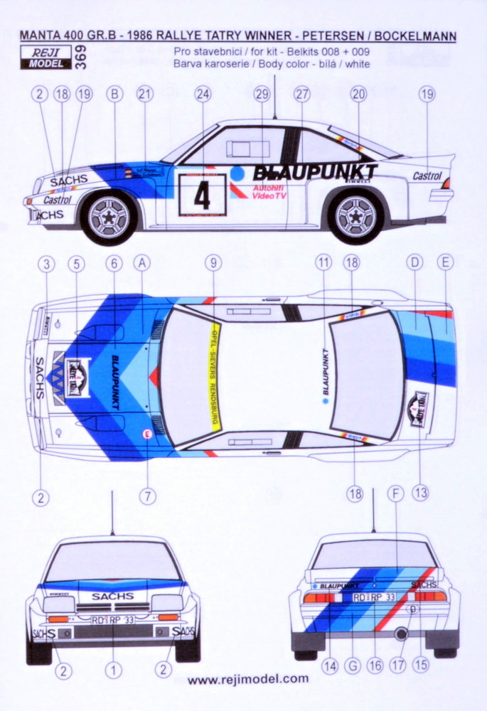 1/24 Opel Manta 400 GR.B Winner Rallye Tatry 1986