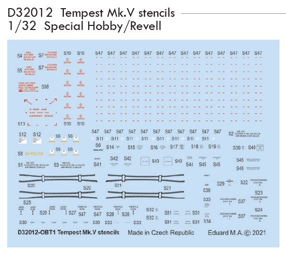 1/32 Decals Tempest Mk.V stencils (SP.H./REV)