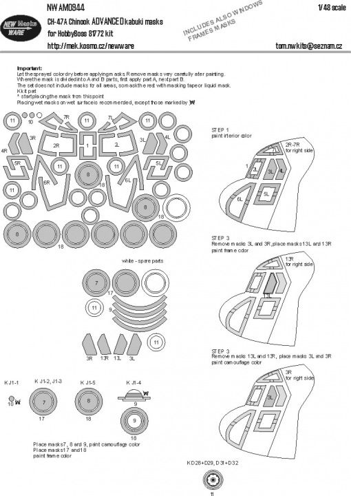 1/48 Mask CH-47A Chinook ADVANCED (HOBBYB)