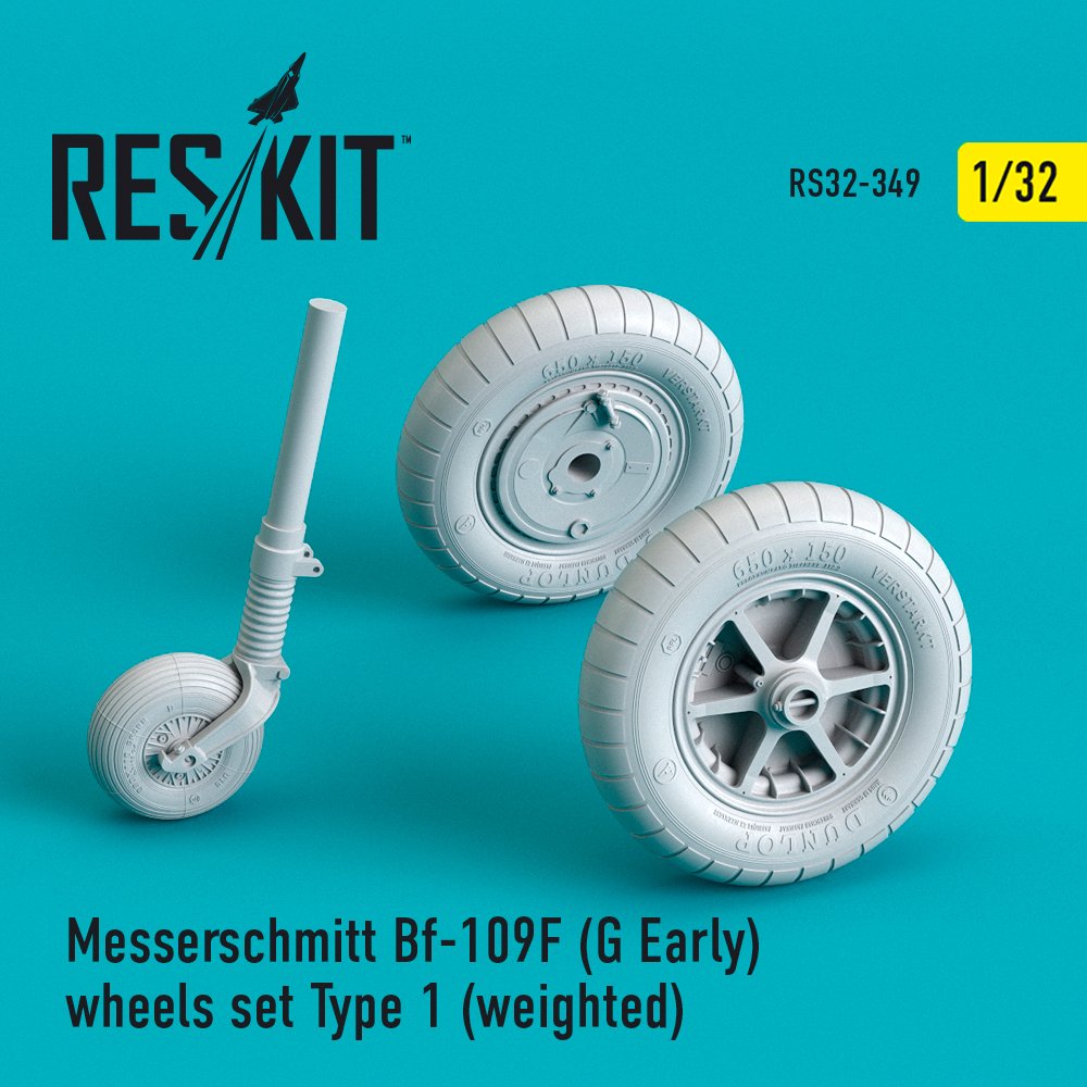 1/32 Bf-109F (G Early) wheels Type 1 (weighted)