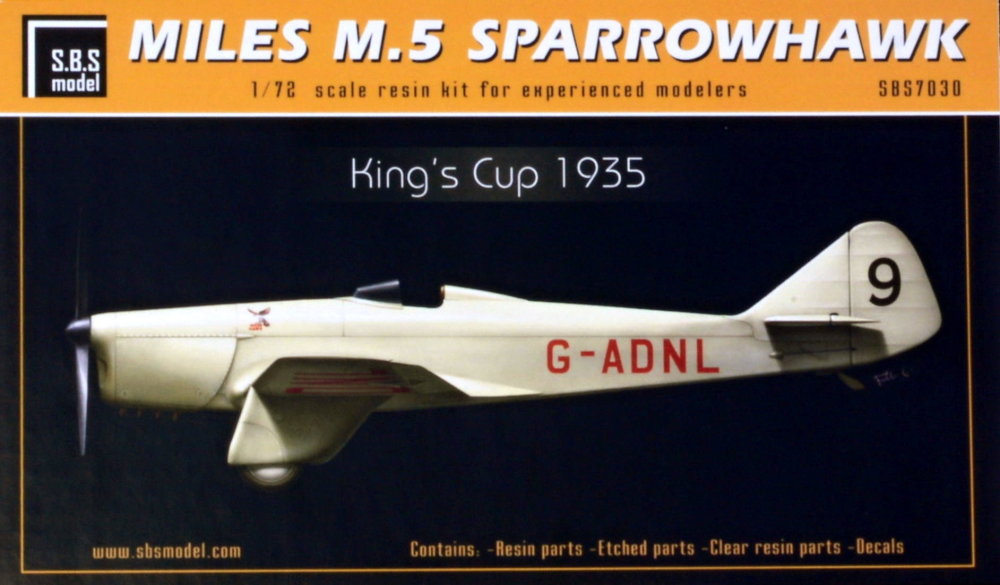 1/72 Miles M.5 Sparrowhawk, King's Cup 1935