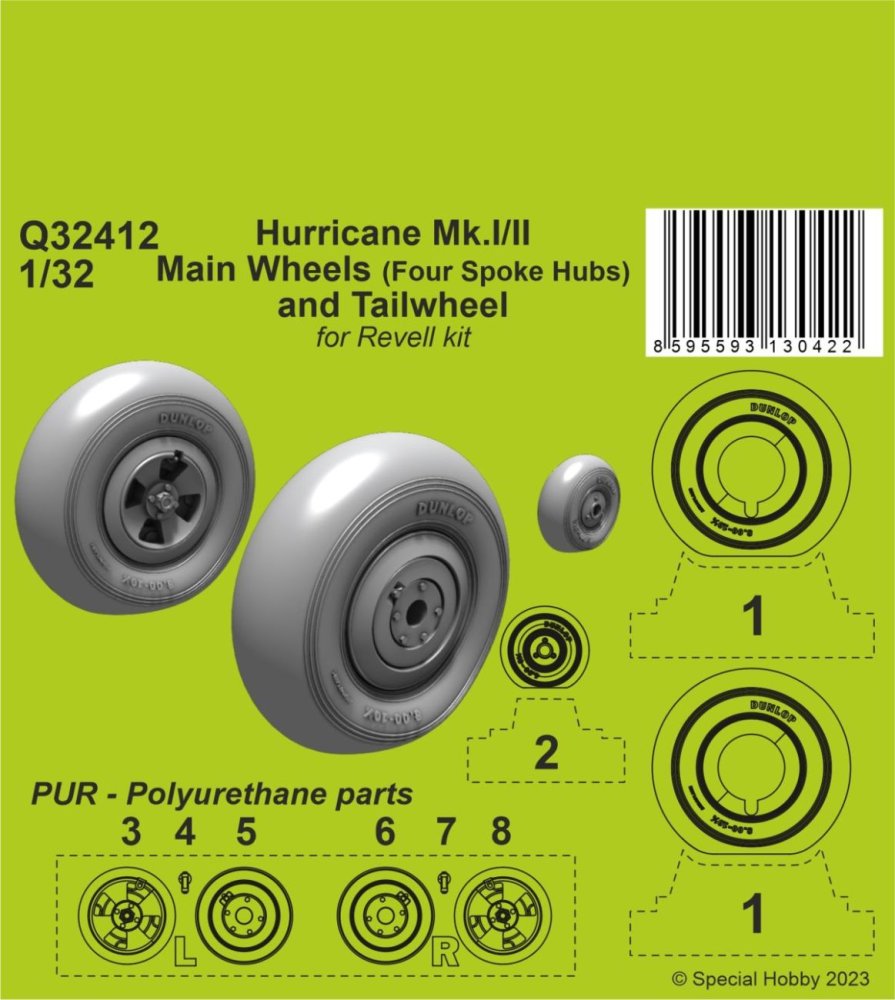 1/32 Hurricane Mk.I/II Main Wheels(4-sp)&Tailwheel