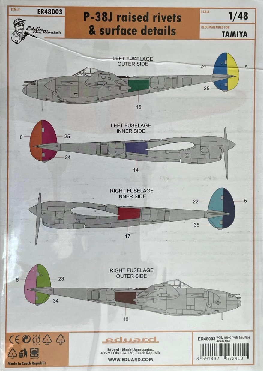 1/48 P-38J raised rivets & surface details (TAM)