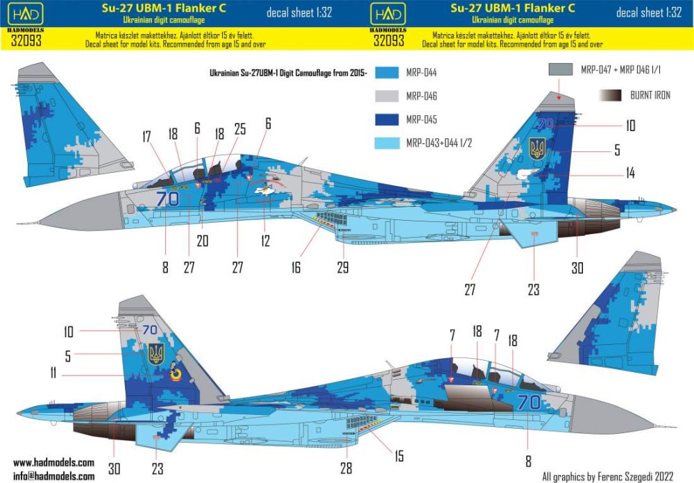 1/32 Decal Su-27UBM-1 Flanker C Ukrainian Dig.Camo