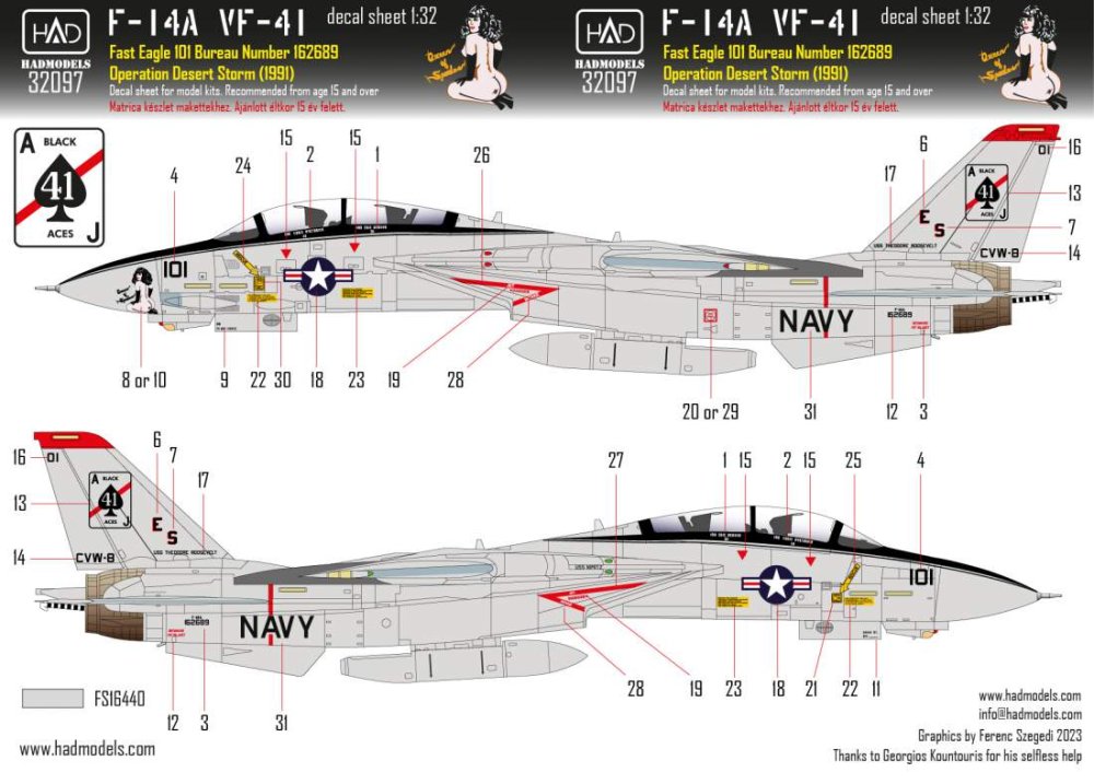 1/32 Decal F-14A VF-41 Desert Storm (1991)