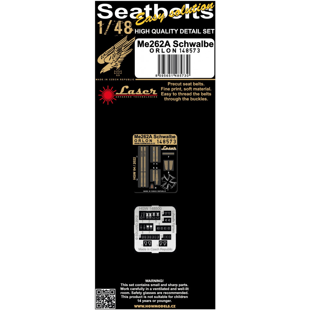 1/48 Seatbelts Me 262A Schwalbe ORLON (laser)