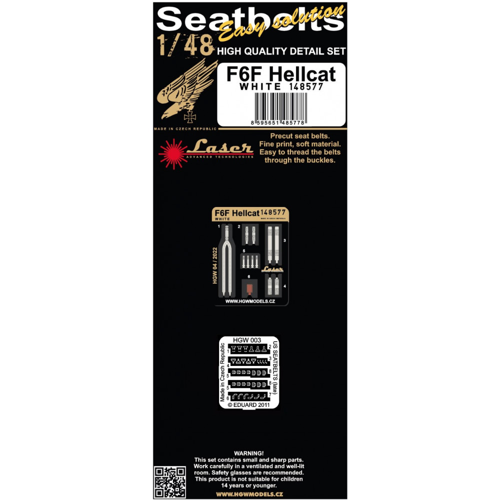 1/48 Seatbelts F6F Hellcat WHITE (laser)