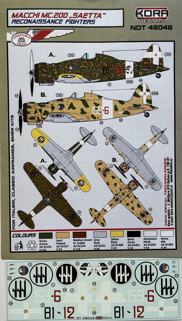 1/48 Decals MC.200 Saetta Reconaissance Fighters