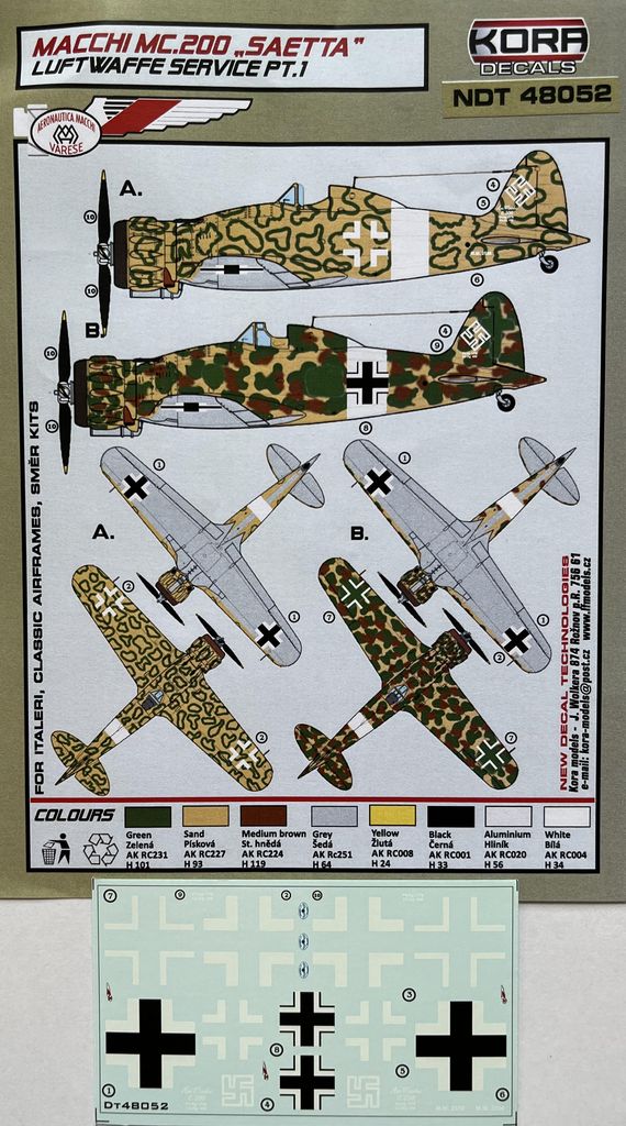 1/48 Decals MC.200 Saetta Luftwaffe Service Part 1