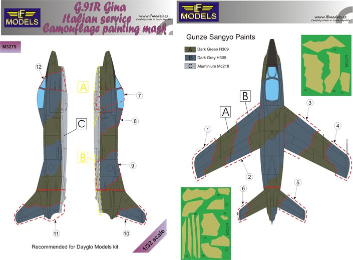 1/32 Mask G.91R Gina Italian service Camouflage