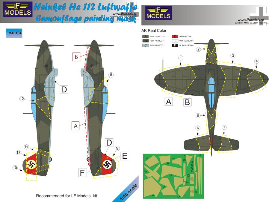 1/48 Mask He 112 Luftwaffe Camouflage paint. (LF)