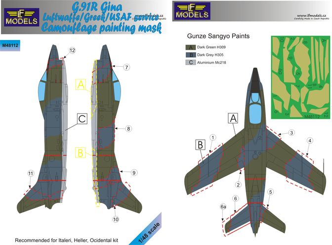 1/48 Mask G.91R Gina Lutwaffe/Greek/USAF Camoufl.