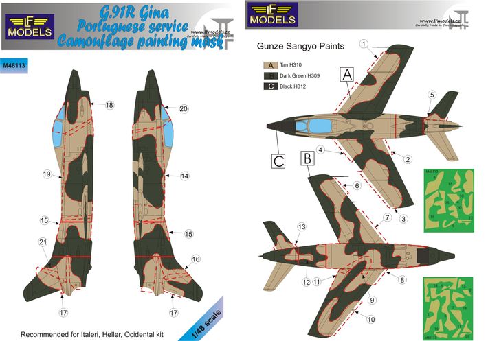 1/48 Mask G.91R Gina Portuguese service Camouflage