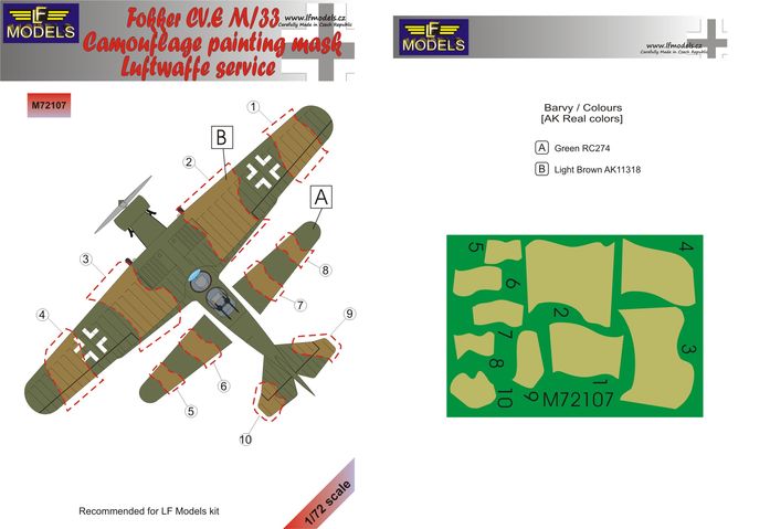 1/72 Mask Fokker C.V E M/33 Luftwaffe C.paint.(LF)