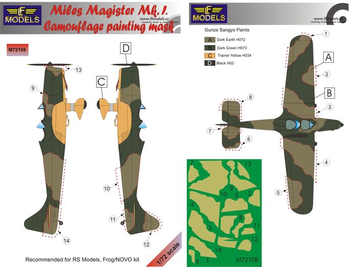 1/72 Mask Miles Magister Mk.I Cam.paint. (RS/FROG)