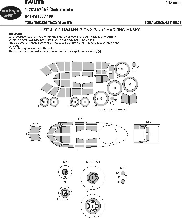 1/48 Mask Do 217J-1/2 BASIC (REV 03814)