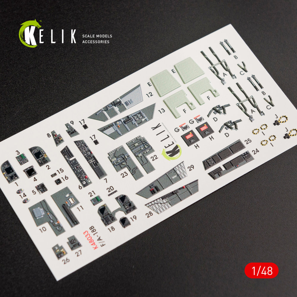 1/48 F/A-18B 'Hornet' interior 3D decals (KIN) 