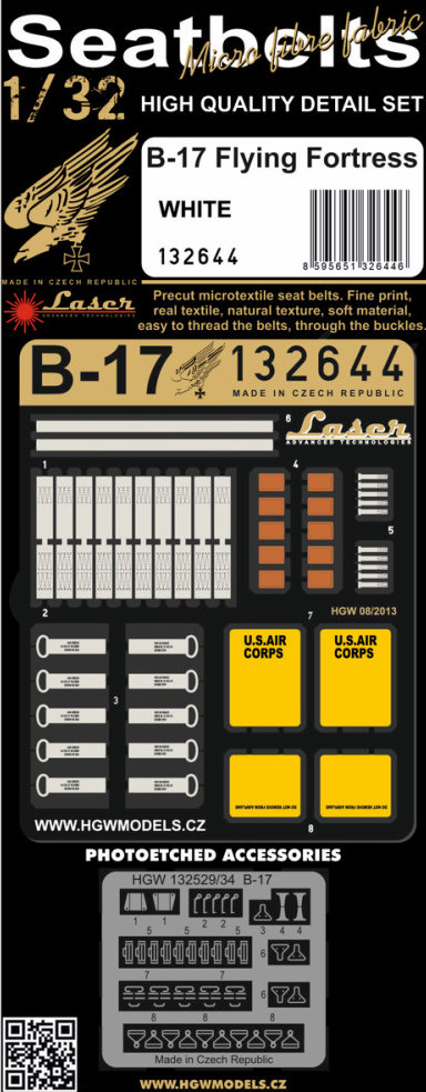 1/32 Seatbelts B-17 Flying Fortress White (laser)