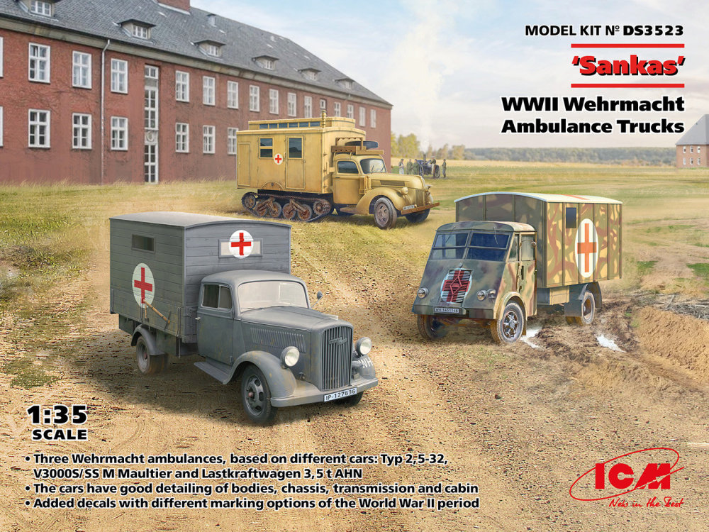 1/35 Wehrmacht WWII Ambulance Trucks (3 kits)