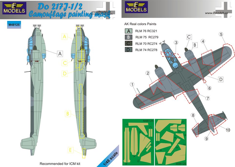 1/48 Mask Do 217 J-1/2 Camouflage Painting (ICM)