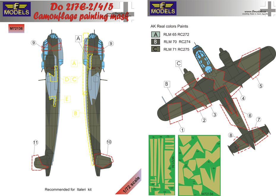 1/72 Mask Do 217 E-2/4/5 Camouflage paint. (ITAL)