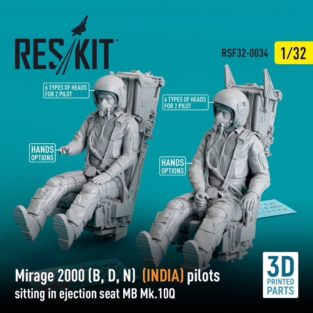 1/32 Mirage 2000 B,D,N INDIA pilots sitting (2x)