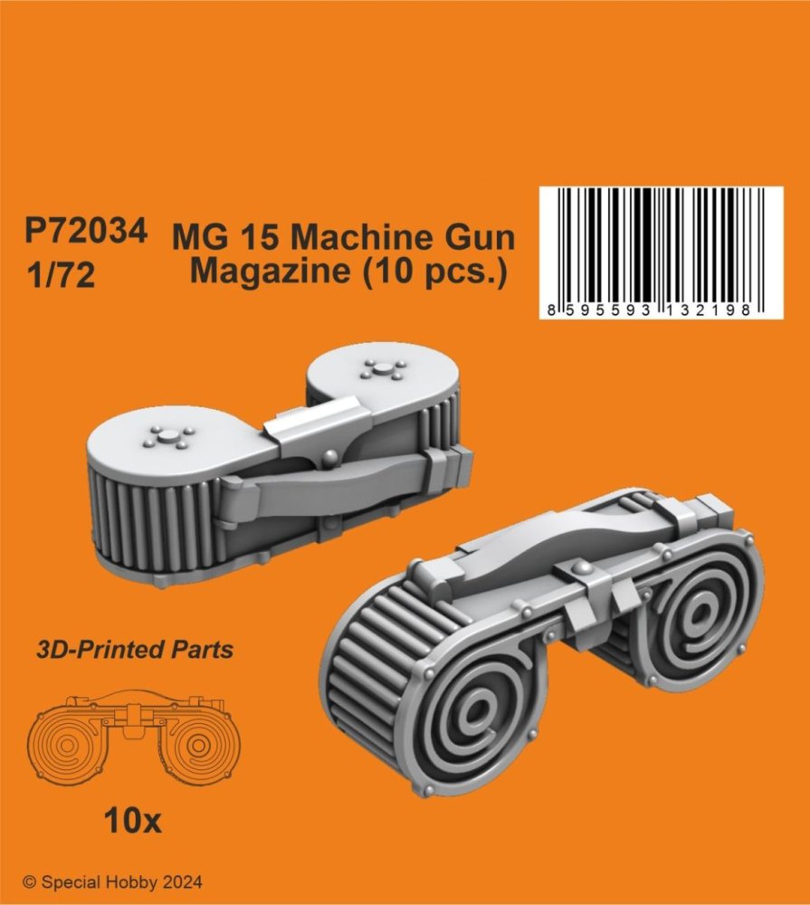 1/72 MG 15 Machine Gun Magazine, 10 pcs.(3D-Print)