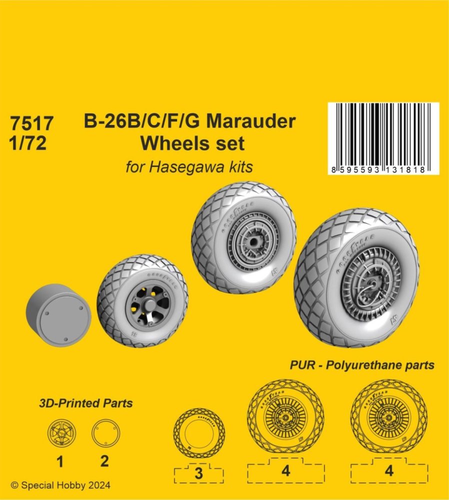 1/72 B-26B/C/F/G Marauder Wheels set (HAS)