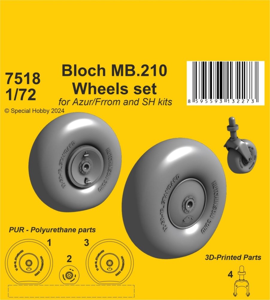 1/72 Bloch MB.210 Mainwheels & Tailwheel wl/ leg