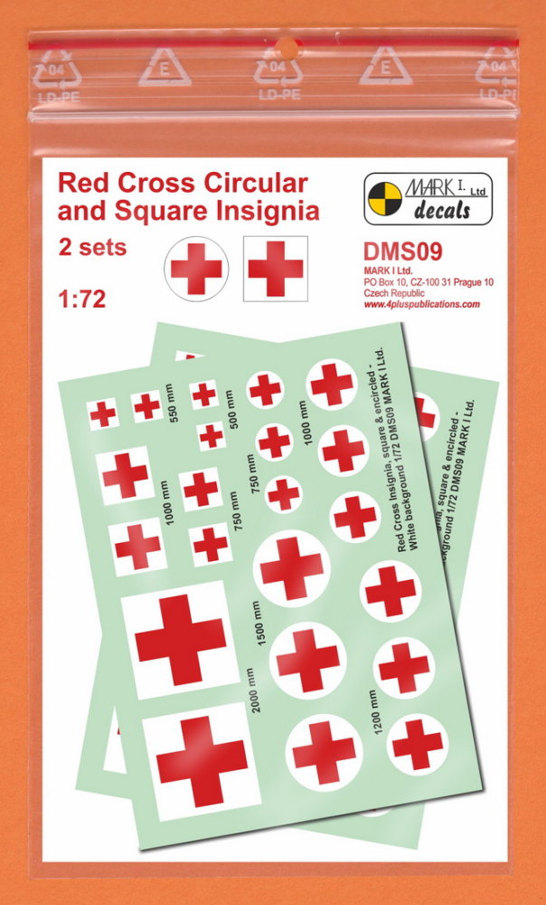 1/72 Decals Red Cross Circular & Square Insignia