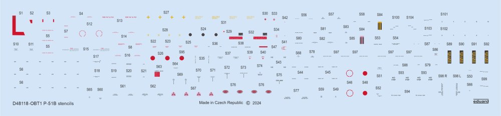 1/48 Decal P-51B stencils (EDU)