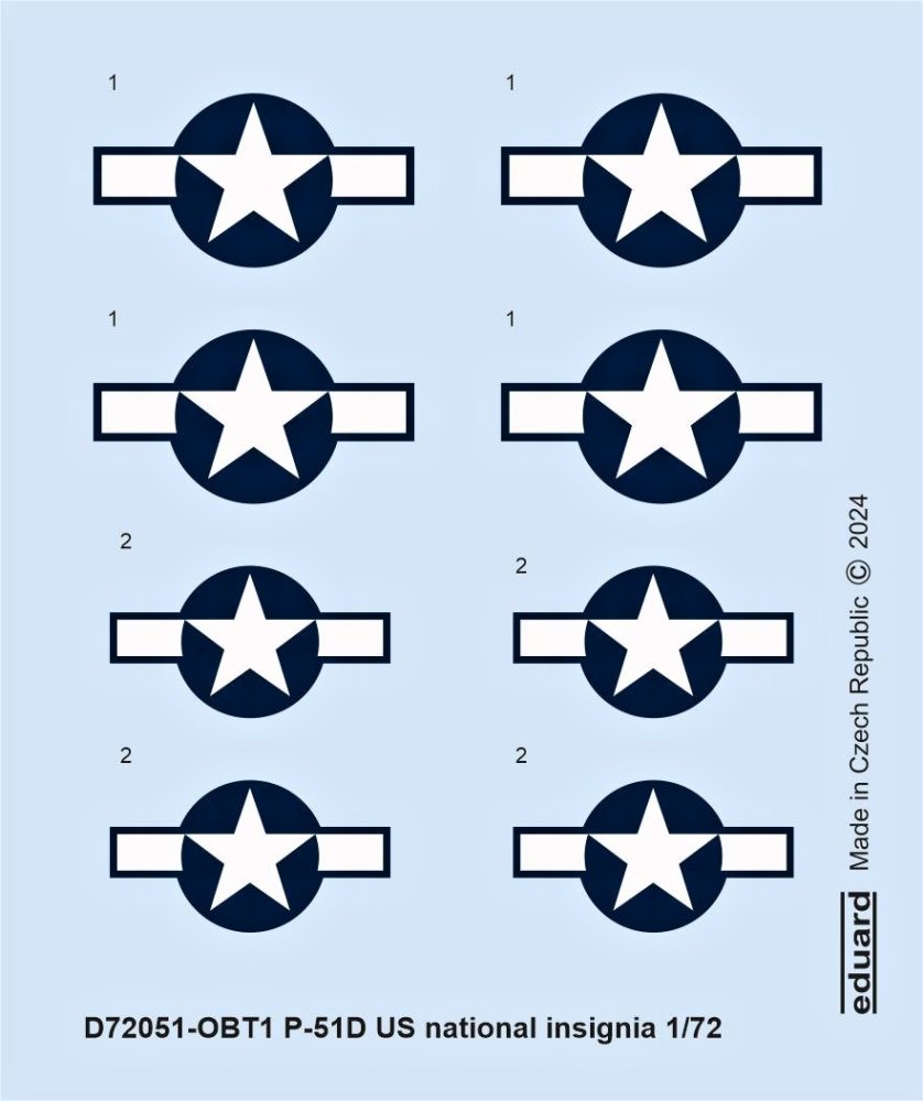 1/72 Decal P-51D US national insignia (EDU)