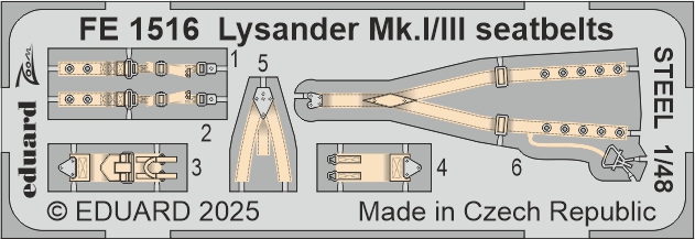 1/48 Lysander Mk.I/III seatbelts STEEL (AIRF)