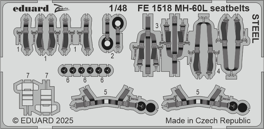 1/48 MH-60L seatbelts STEEL (ICM)