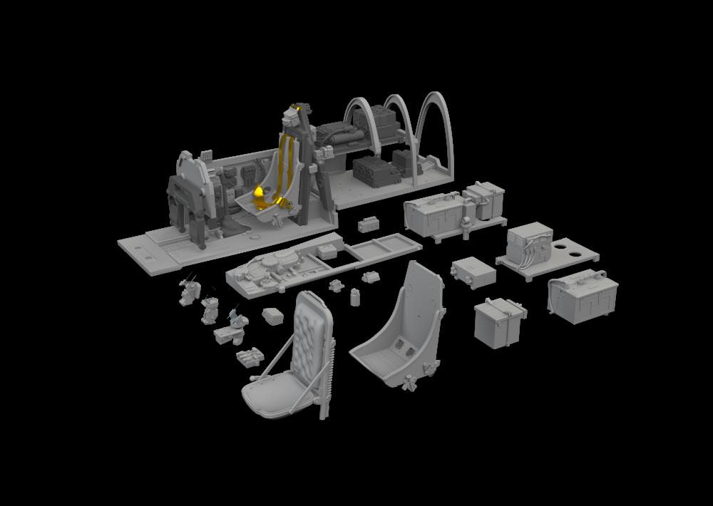 BRASSIN 1/48 P-51B Birdcage canopy cockpit PRINT