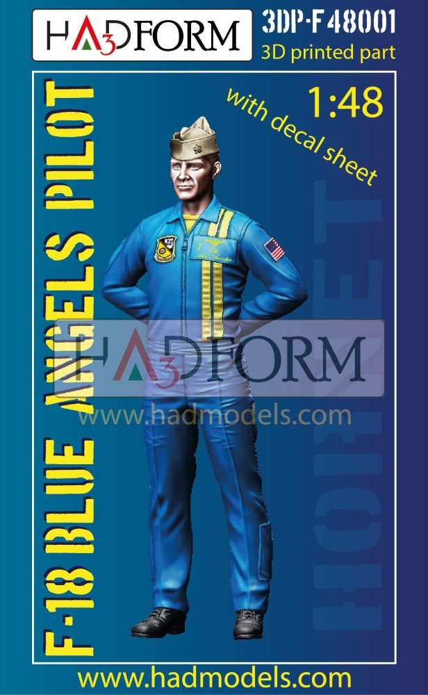 1/48 F-18 Blue Angels Pilot (3D-Printed w/ decal)