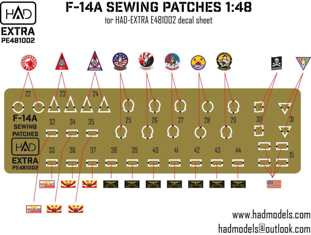 1/48 F-14A Sewing Patches (PE set) Vol.1