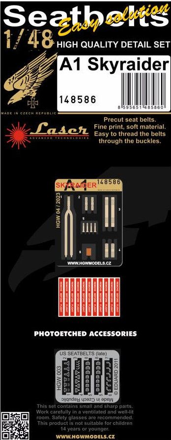 1/48 Seatbelts A1 Skyraider (laser)