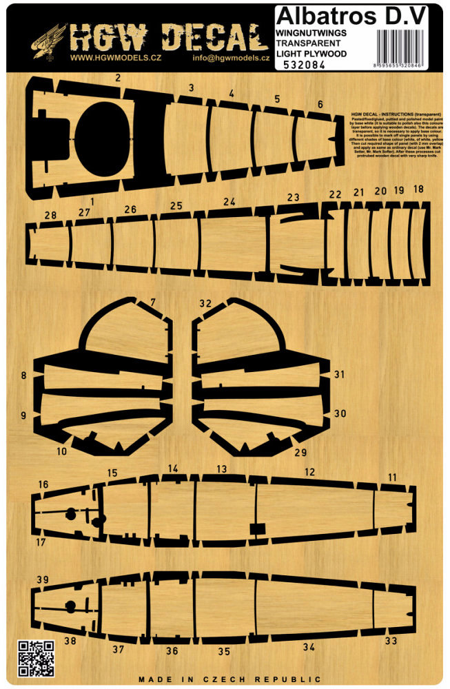 1/32 Albatros D.V/D.Va Light Plywood transparent