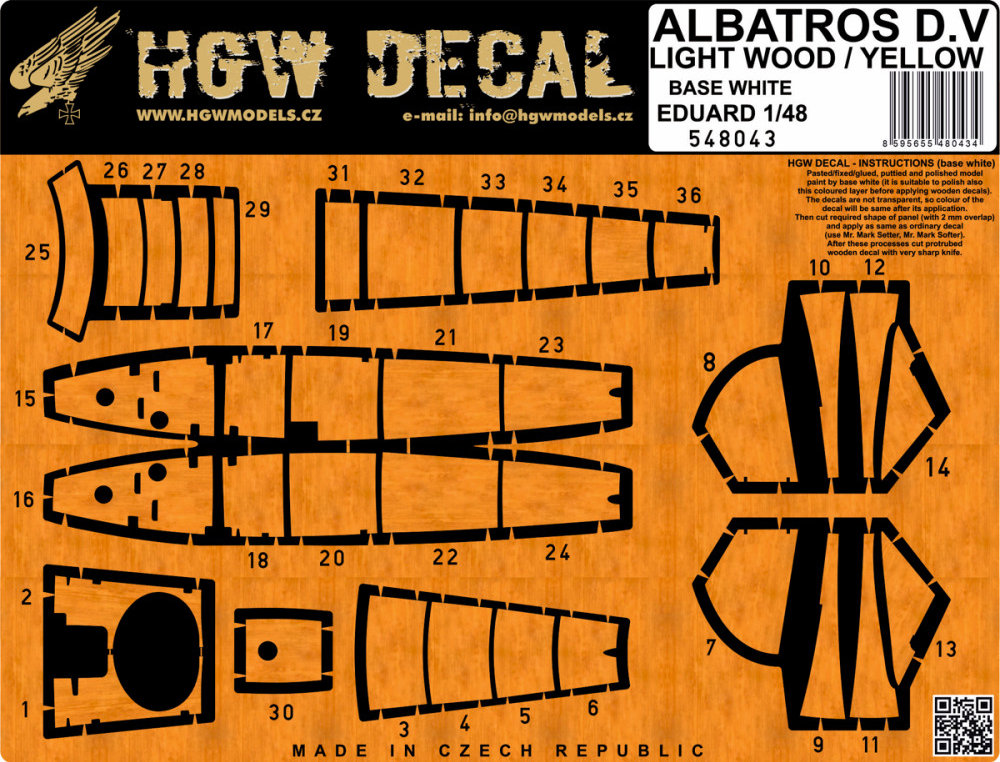 1/48 Decals Albatros D.V Lt.Wood/Yellow (b.white)