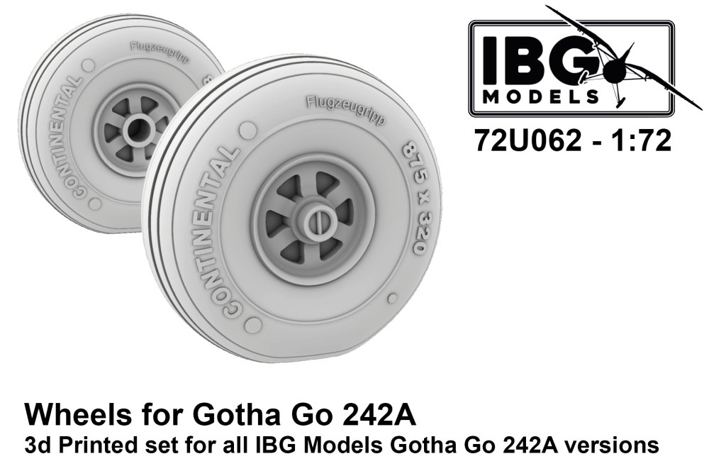 1/72 Wheels for Go 242/244 (3D-Printed)