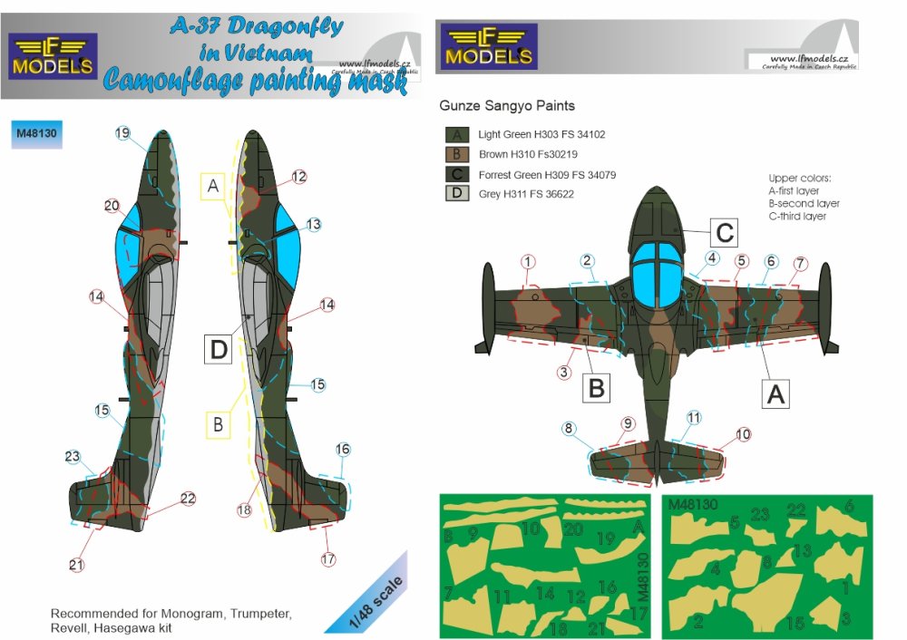 1/48 Mask A-37 Dragonfly in Vietnam Camo painting