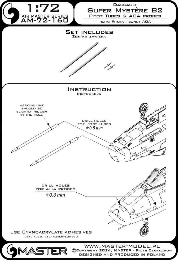 1/72 Dassault S.Mystere B2 Pitot Tubes & AOA probe