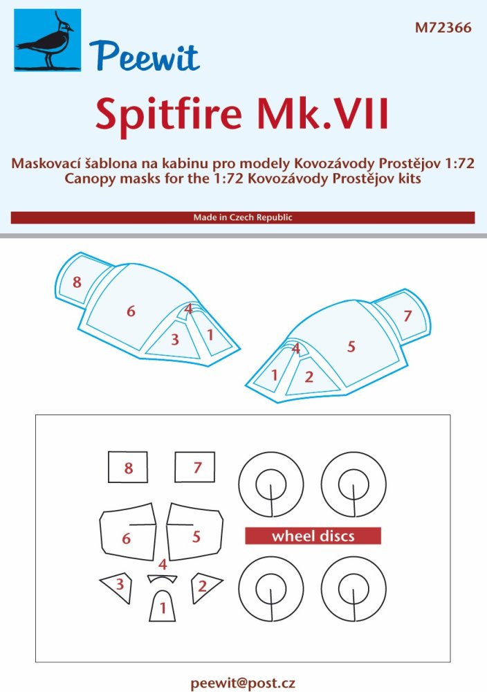 1/72 Canopy mask Spitfire Mk.VII (KP)