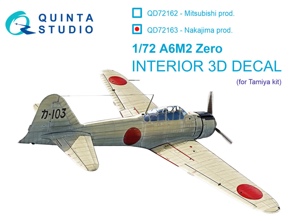 1/72 A6M2 Zero (Nakajima Prod.) 3D&col.Interior