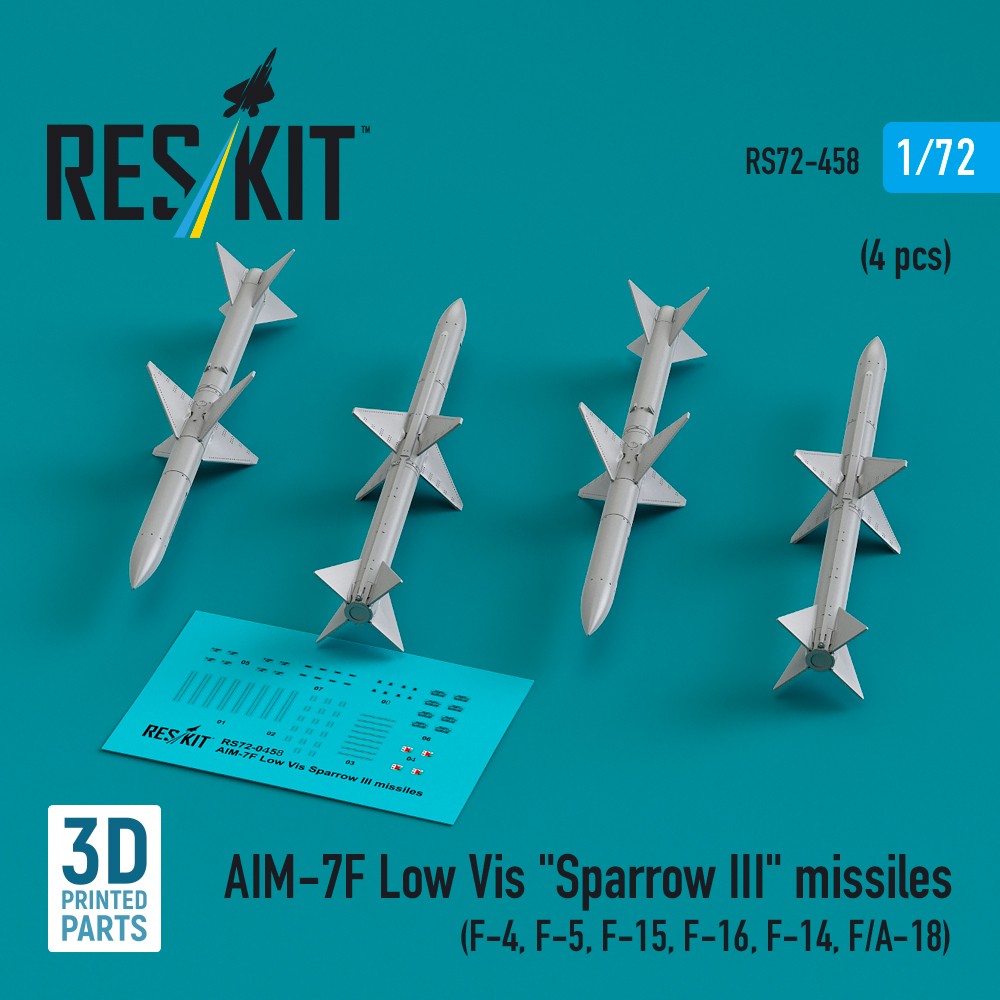 1/72 AIM-7F Low Vis 'Sparrow III' missiles (4x)